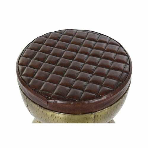Occasional Furniture DKD Home Decor Golden Metal Leather Dark brown
