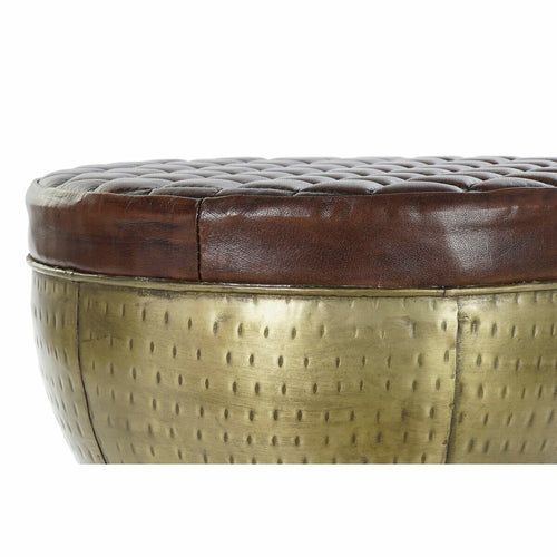 Occasional Furniture DKD Home Decor Golden Metal Leather Dark brown
