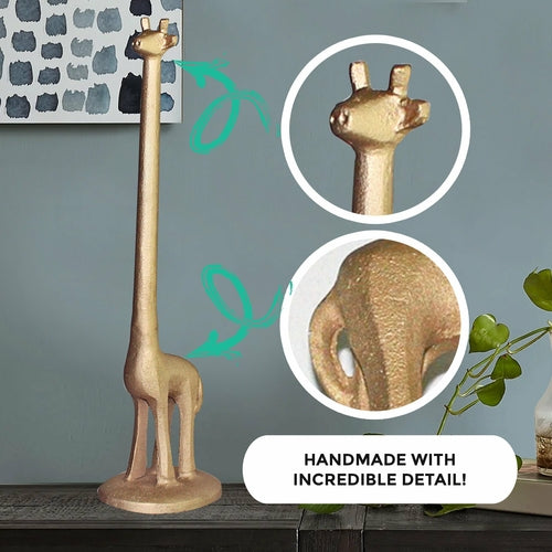 Gold Giraffe Paper Towel Holder & Toilet Paper Stand – 17.5" Cast Iron