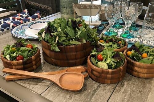 7 Piece - Extra Large Salad Bowl with Servers and 4 Individuals